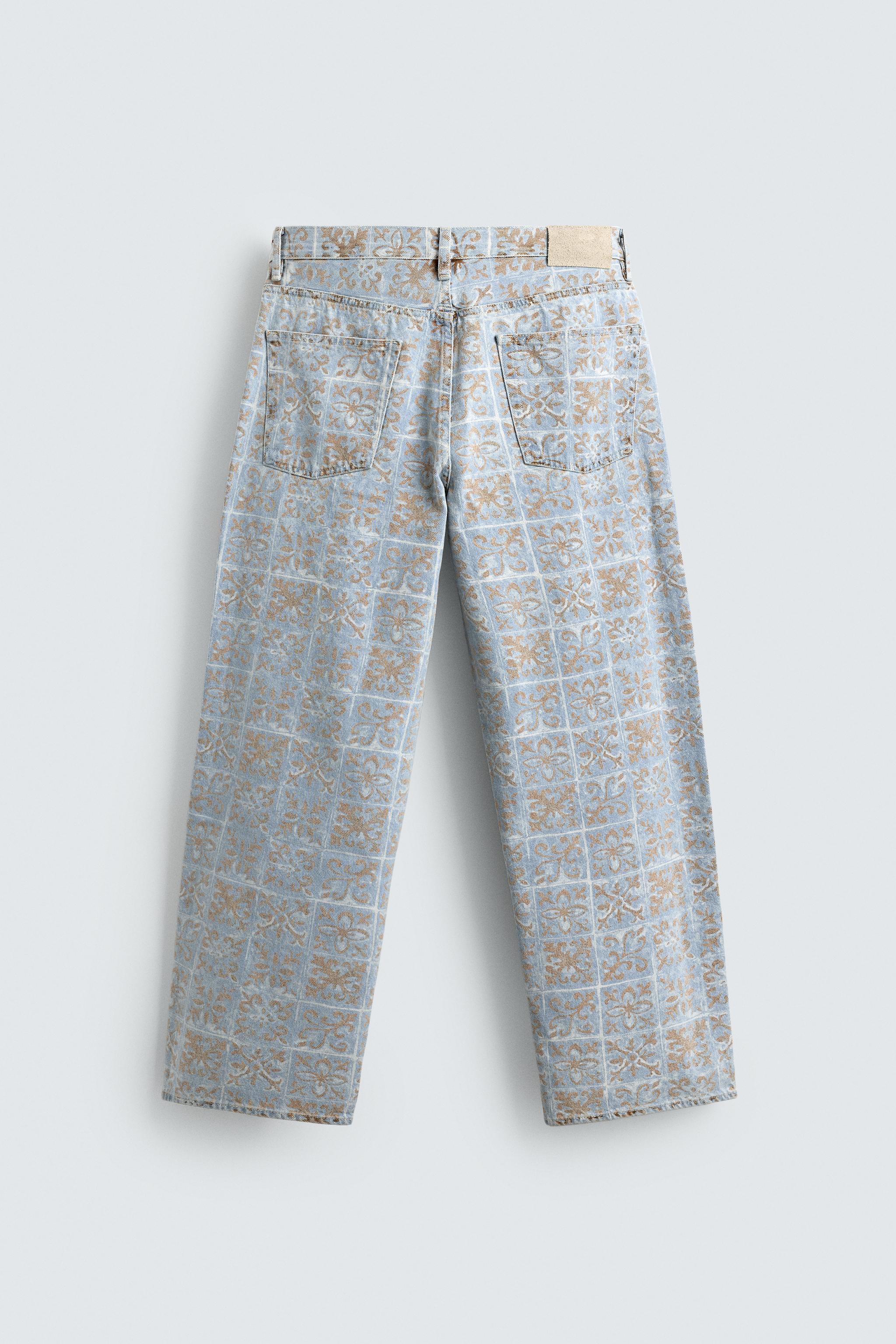 RELAXED FIT GEOMETRIC PRINT JEANS